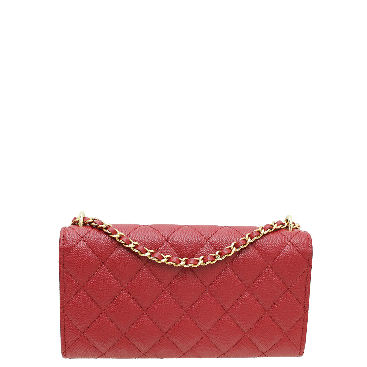 Chanel Burgundy CC Quilted Pocket Twins Clutch With Chain