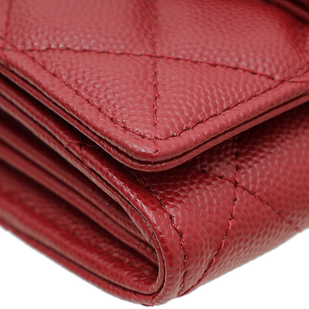 Chanel Burgundy CC Quilted Pocket Twins Clutch With Chain