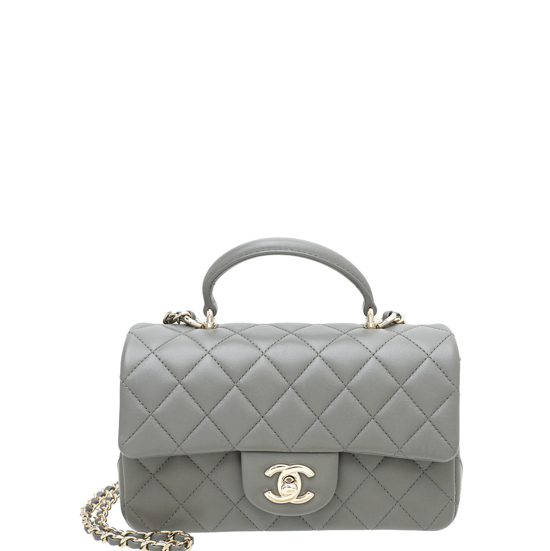 Chanel Grey CC Mini Rectangular Top Handle Bag