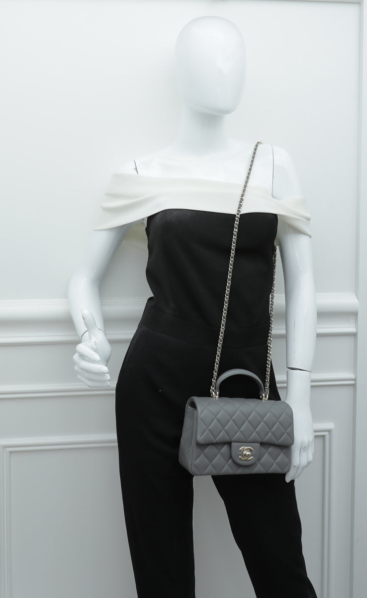 Chanel Grey CC Mini Rectangular Top Handle Bag