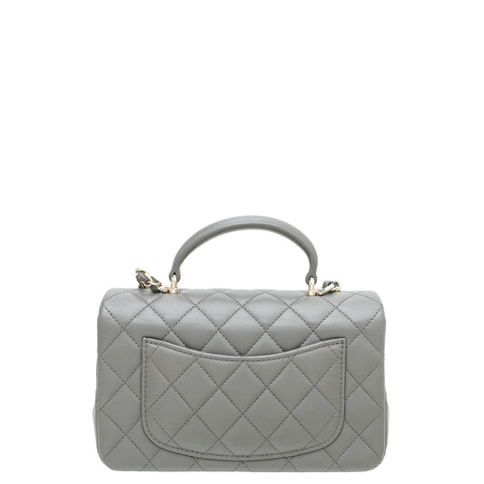 Chanel Grey CC Mini Rectangular Top Handle Bag