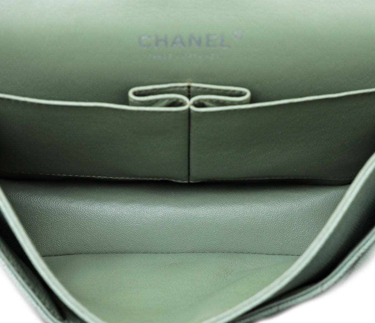 Chanel Sea Green Classic Chevron Double Flap Medium Bag