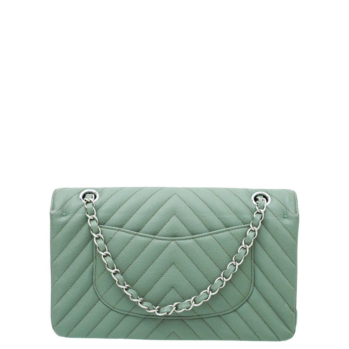 Chanel Sea Green Classic Chevron Double Flap Medium Bag