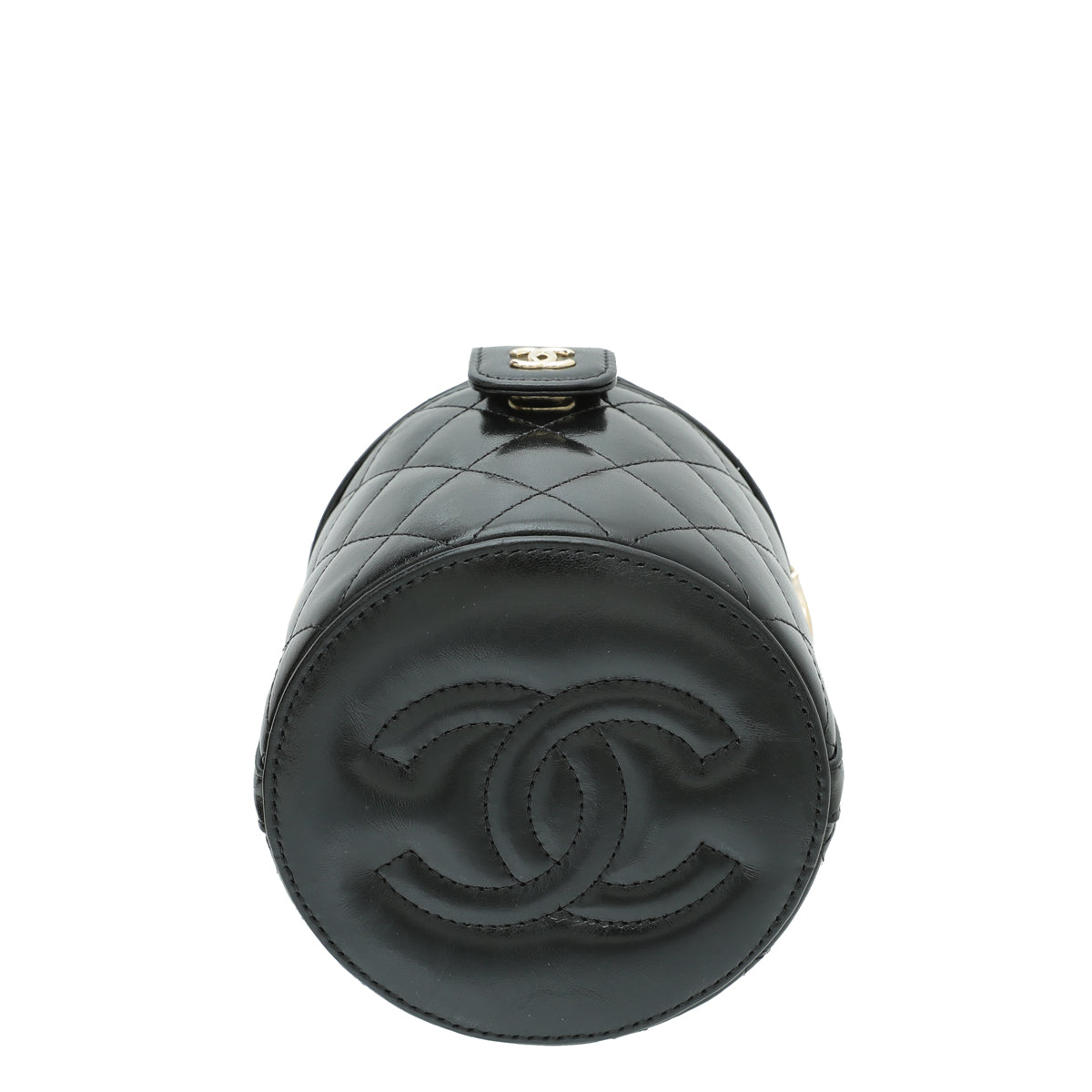 Chanel Black Metallic Round Top Handle Vanity Bag