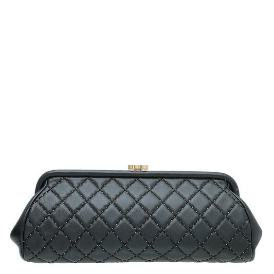 Chanel Black CC Quilted Timeless Clutch