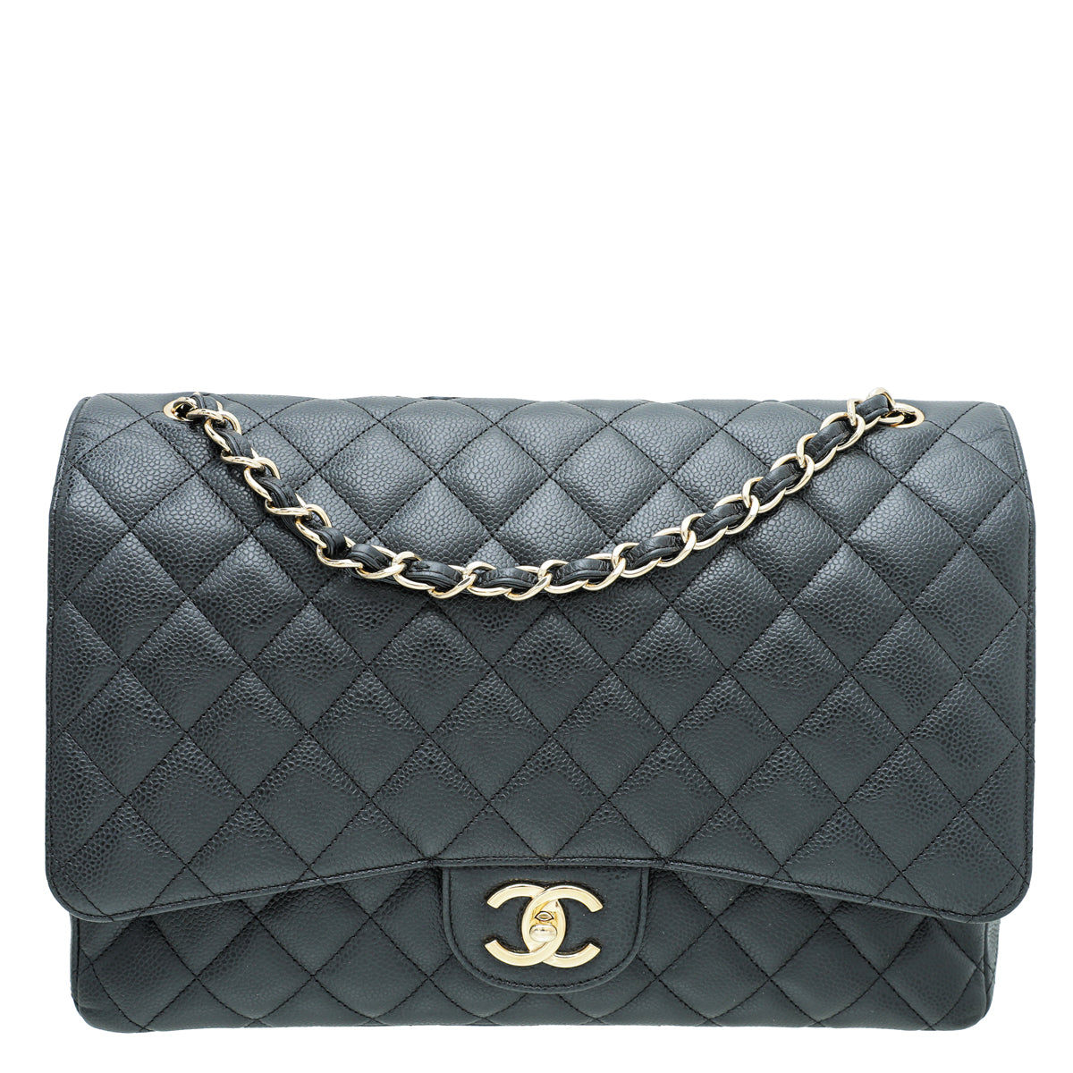 Chanel Black CC Classic Double Flap Maxi