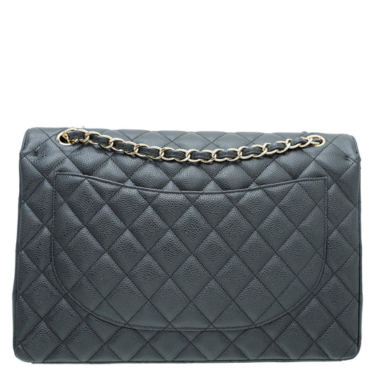 Chanel Black CC Classic Double Flap Maxi