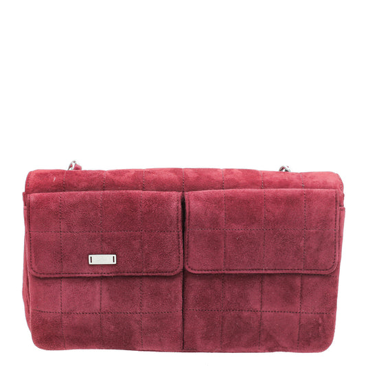 Chanel Burgundy Suede Reissue Lock Pocket Chain Bag