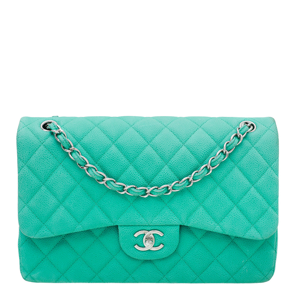 Chanel Green Classic Double Flap Jumbo Bag