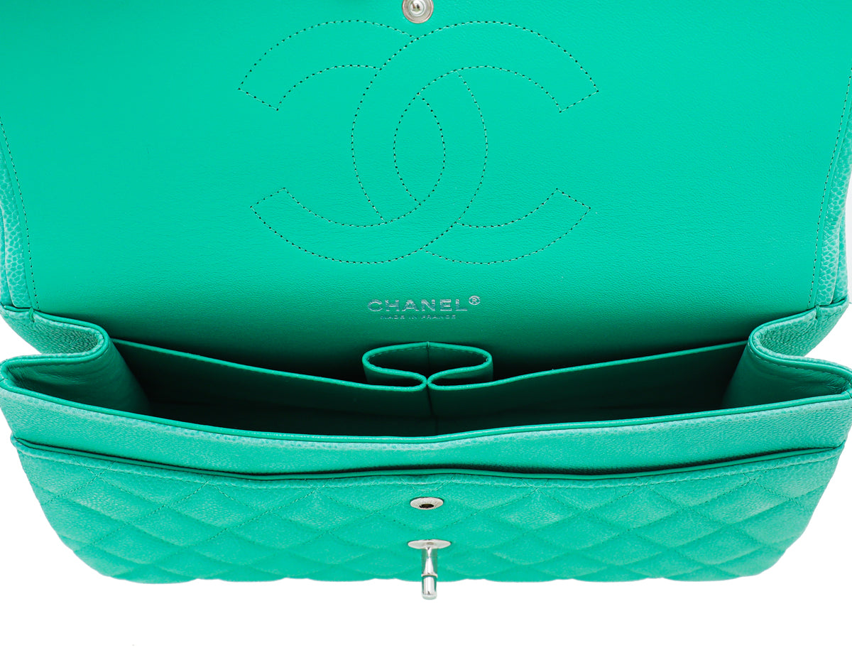 Chanel Green Classic Double Flap Jumbo Bag