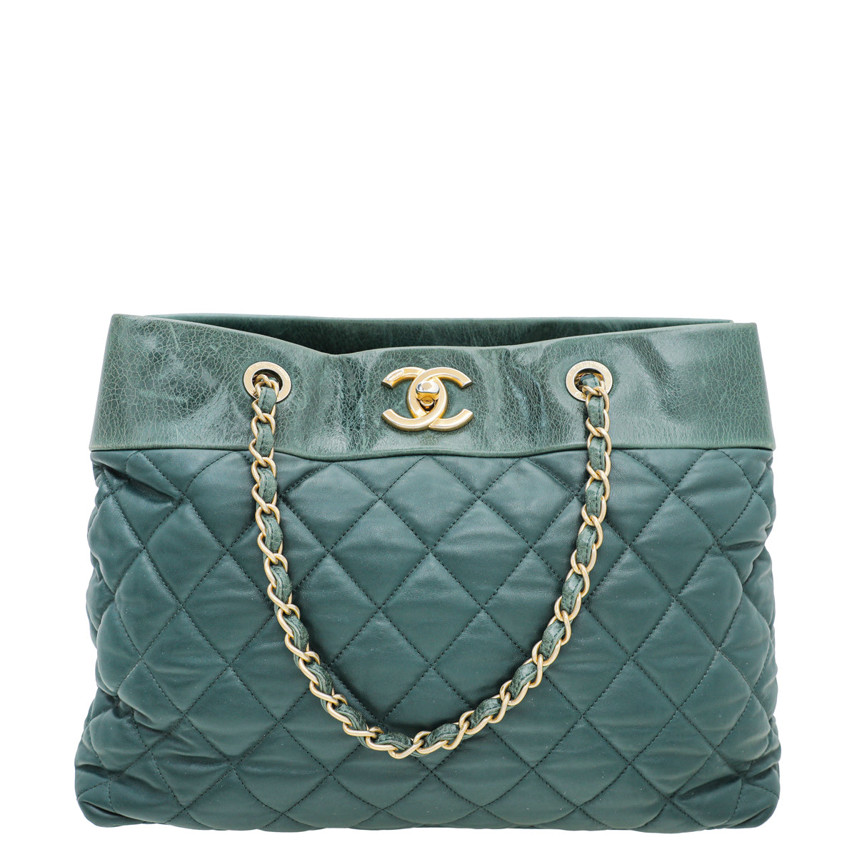 Chanel Green Supple Soft Elegance Tote Large Bag