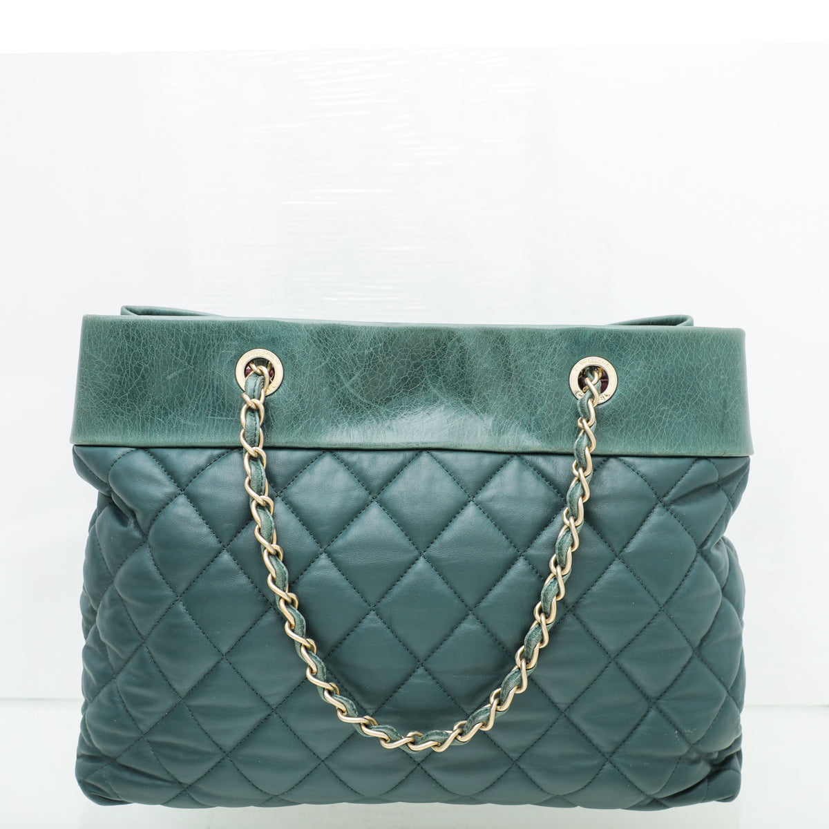 Chanel Green Supple Soft Elegance Tote Large Bag