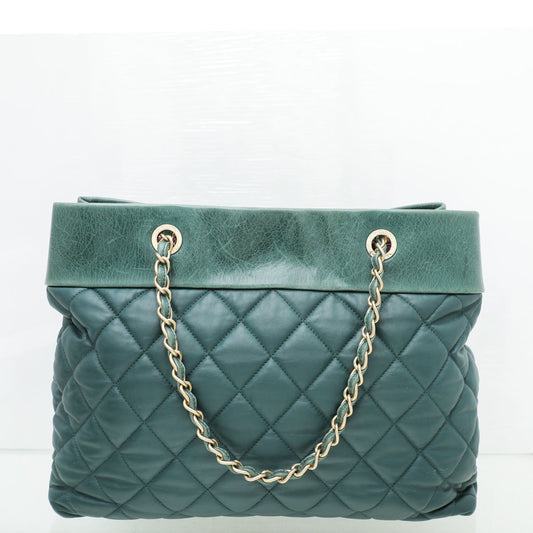 Chanel Green Supple Soft Elegance Tote Large Bag