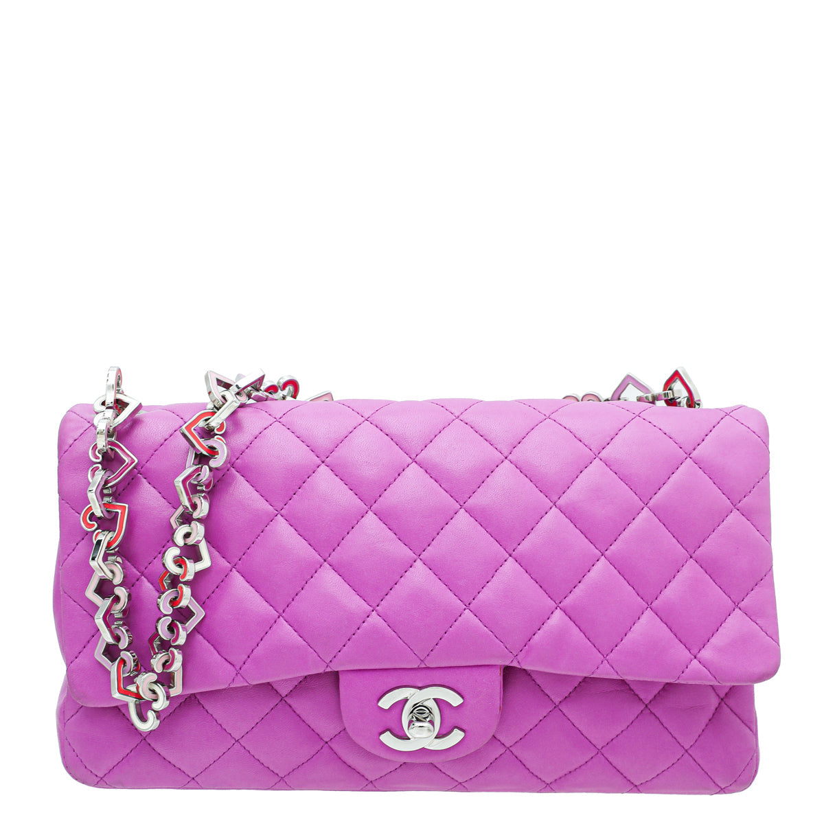 Chanel Light Fuchsia Valentine Heart Link Flap Bag