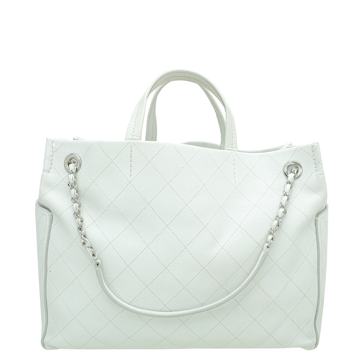 Chanel White CC Pocket Tote Bag