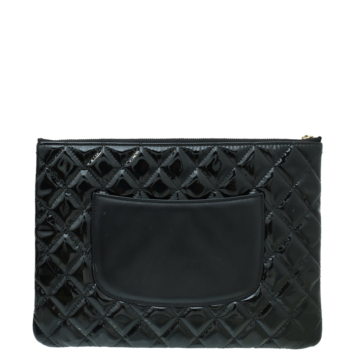 Chanel Black CC Classic Quilted Zip Clutch