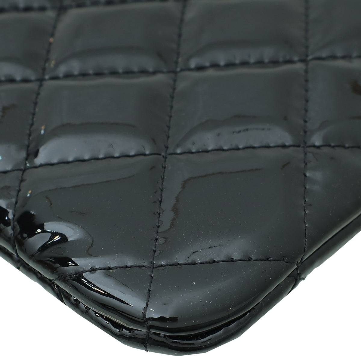 Chanel Black CC Classic Quilted Zip Clutch