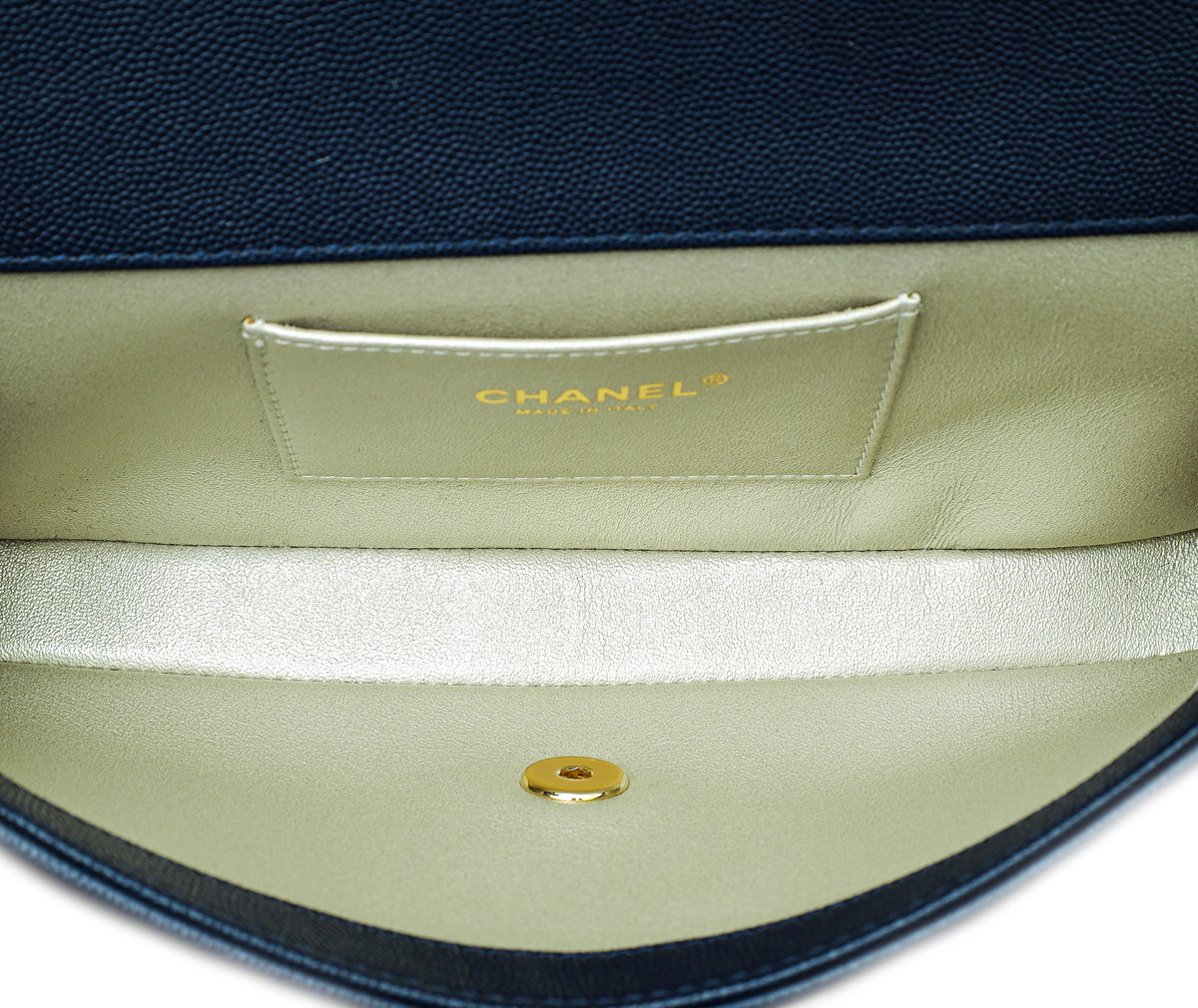 Chanel Navy Blue CC Captain Caviar Clutch