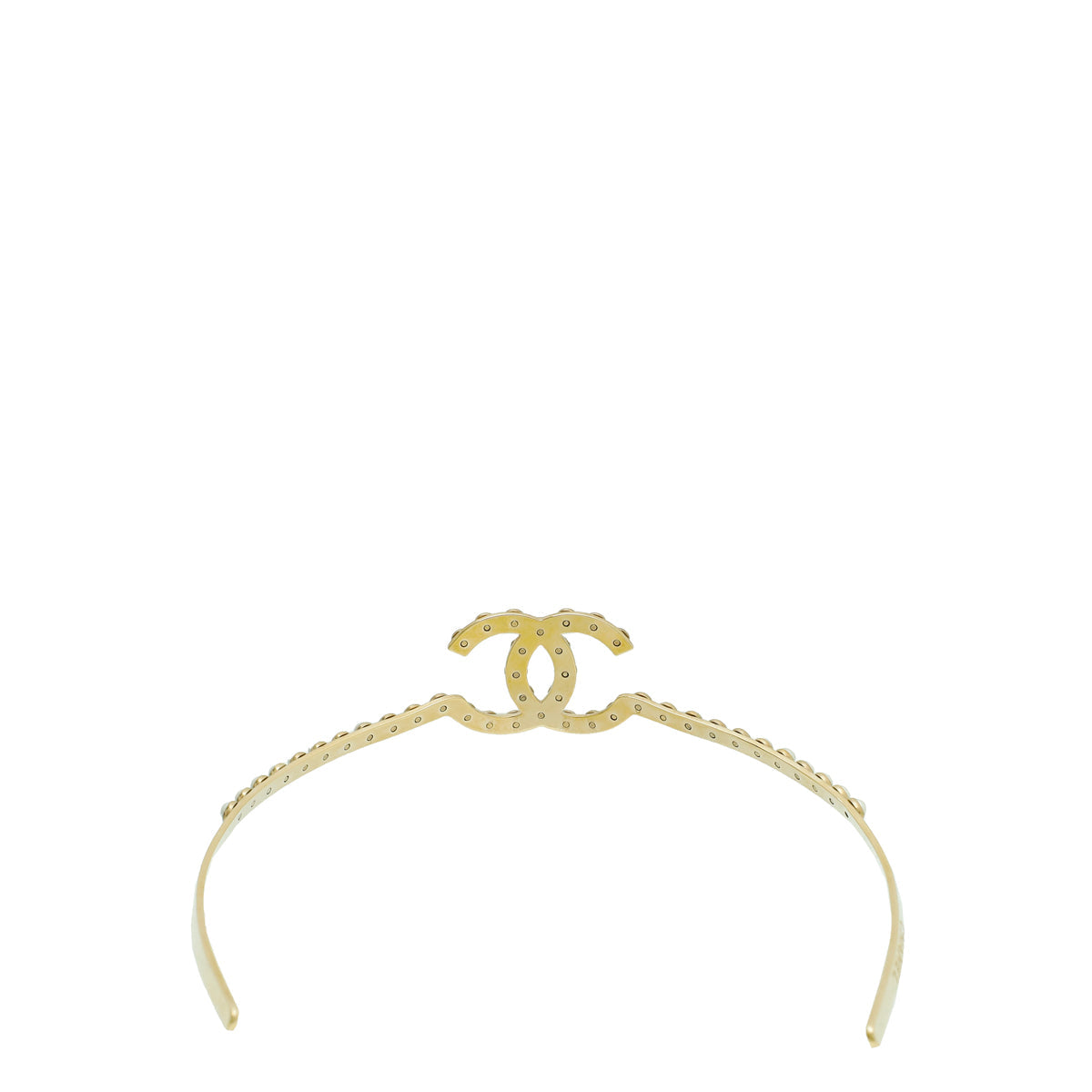 Chanel White CC Metal w/Pearl Headband