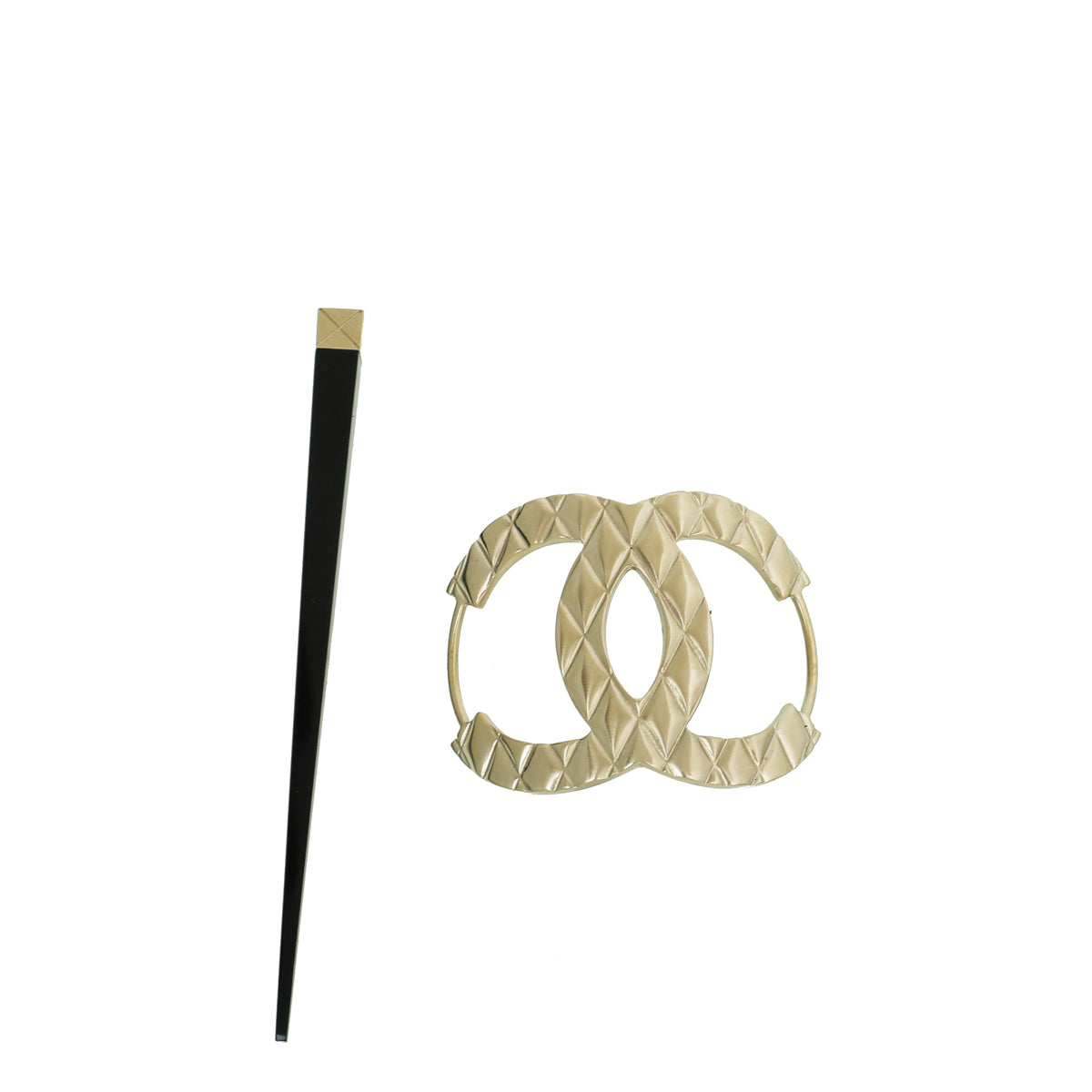 Chanel Black CC Quilted Hair Pin