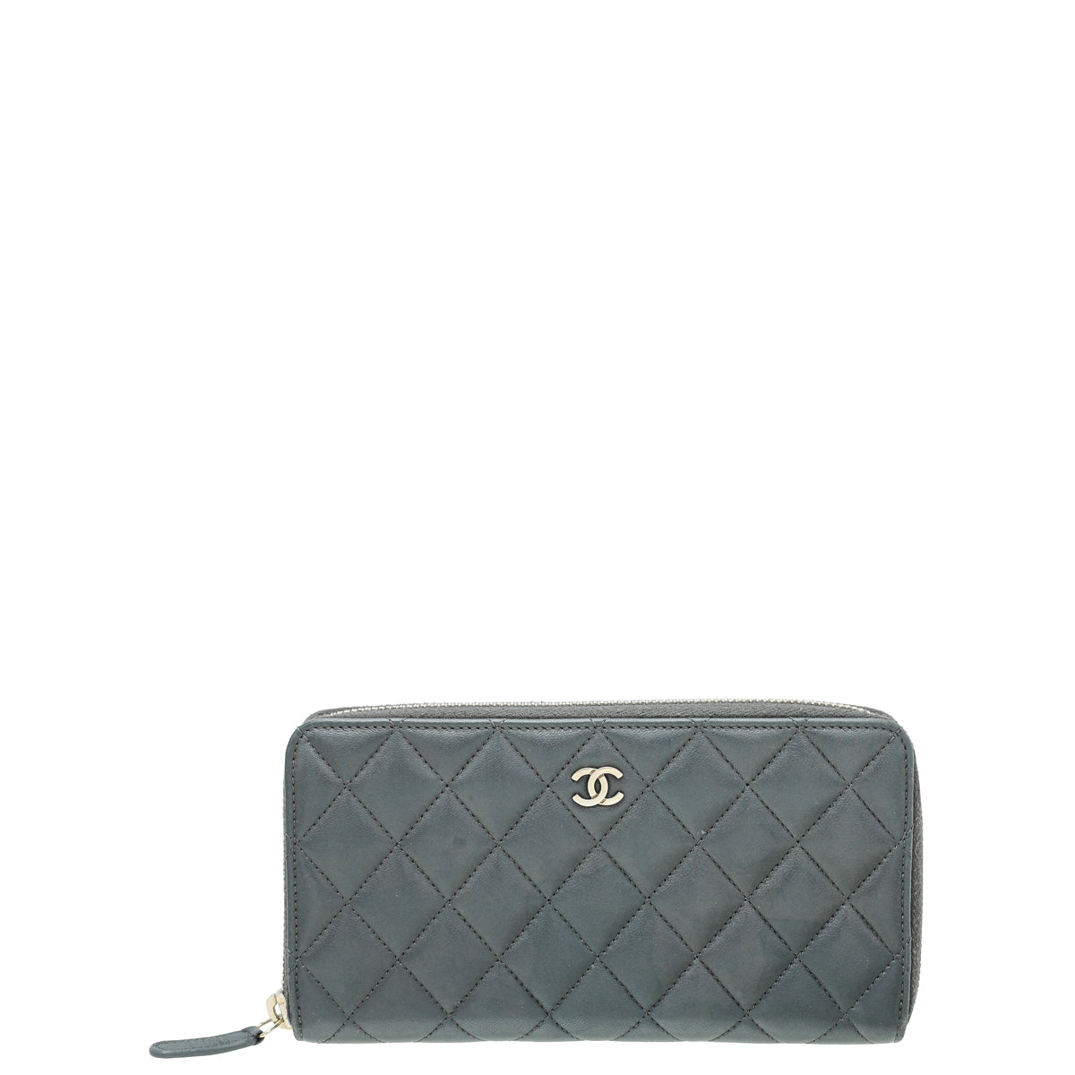 Chanel Dark Grey CC Classic Zip Around Wallet