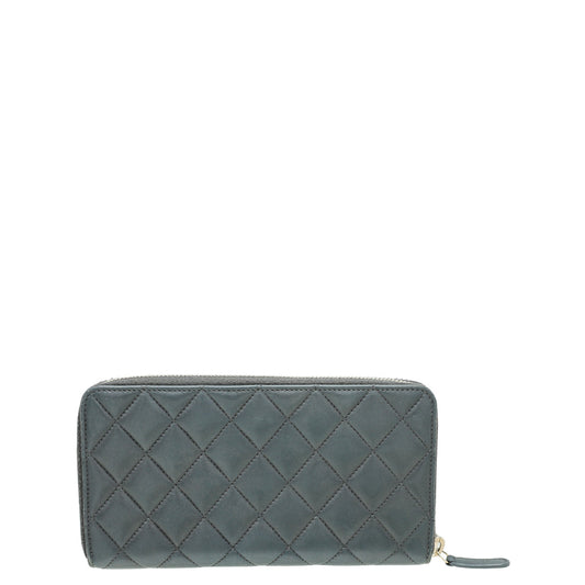 Chanel Dark Grey CC Classic Zip Around Wallet