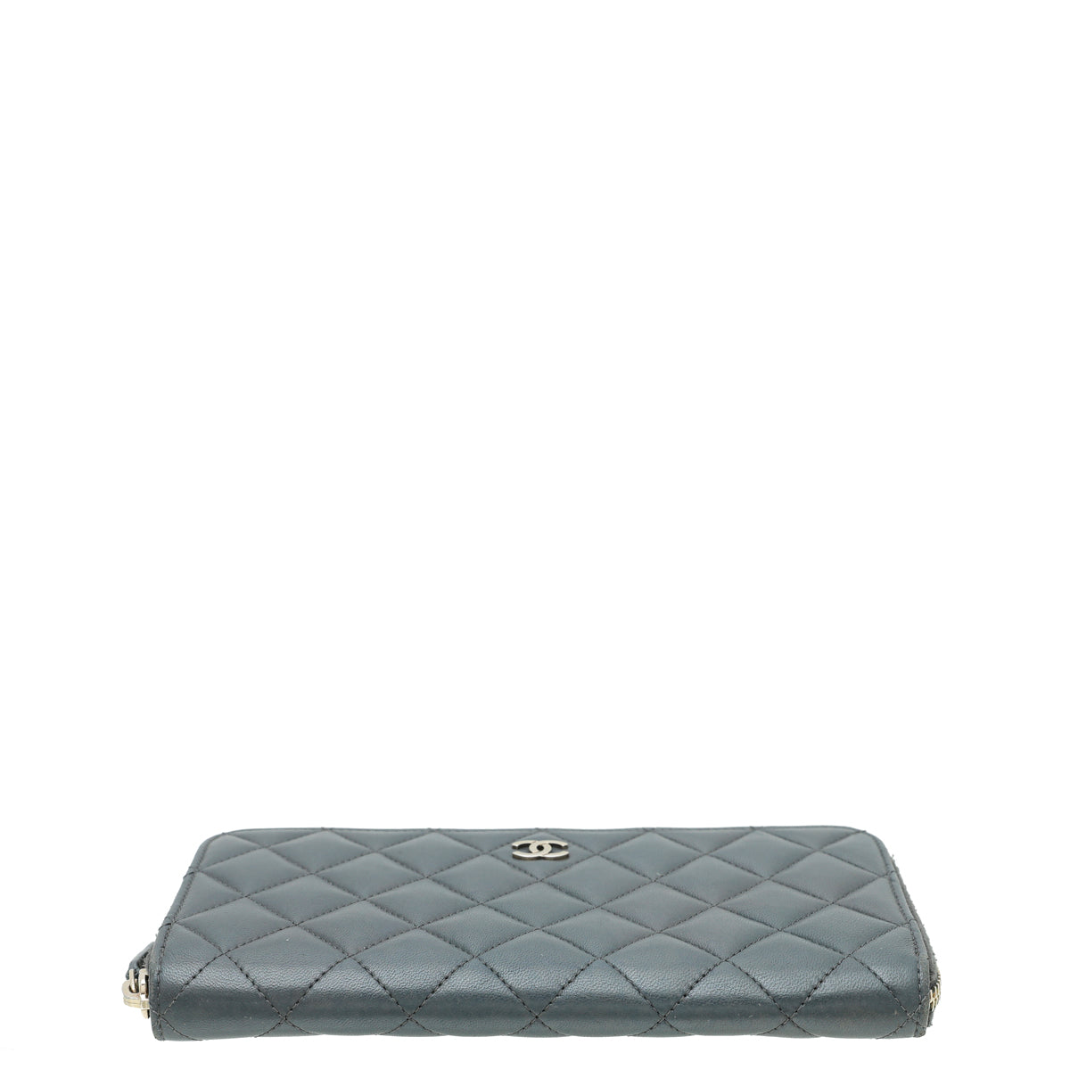 Chanel Dark Grey CC Classic Zip Around Wallet