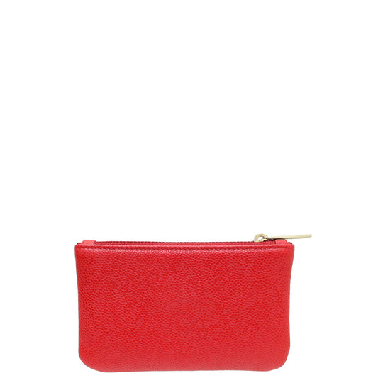 Chanel Red CC Mini O Case Timeless Zip Wallet