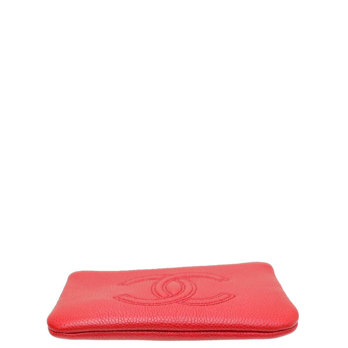 Chanel Red CC Mini O Case Timeless Zip Wallet