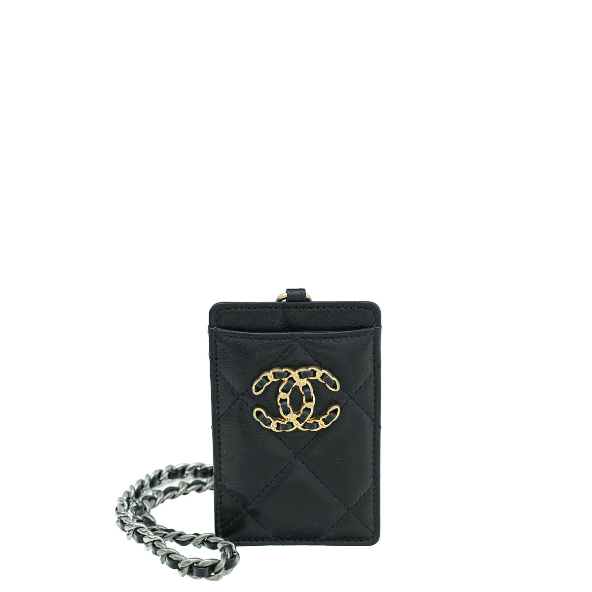 Chanel Black Chanel 19 Card Holder on Chain