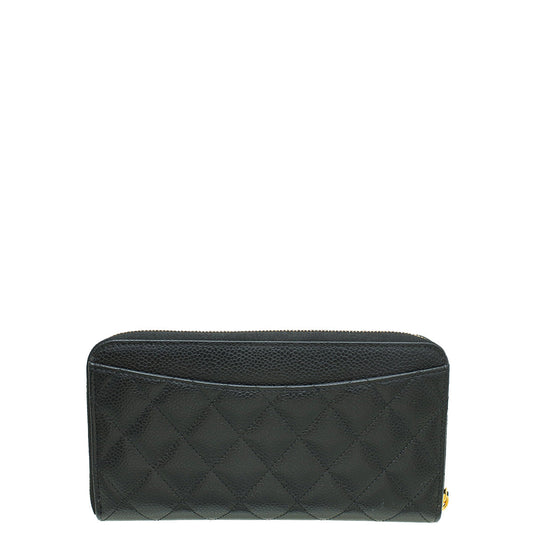 Chanel Black CC Zip Around Wallet