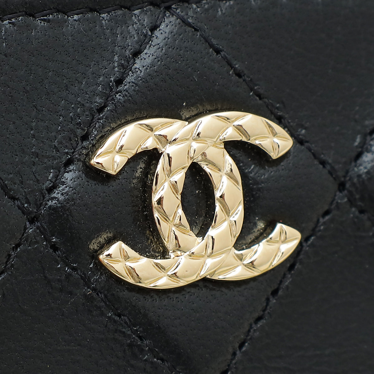 Chanel Black CC Quilted Zipped Wallet