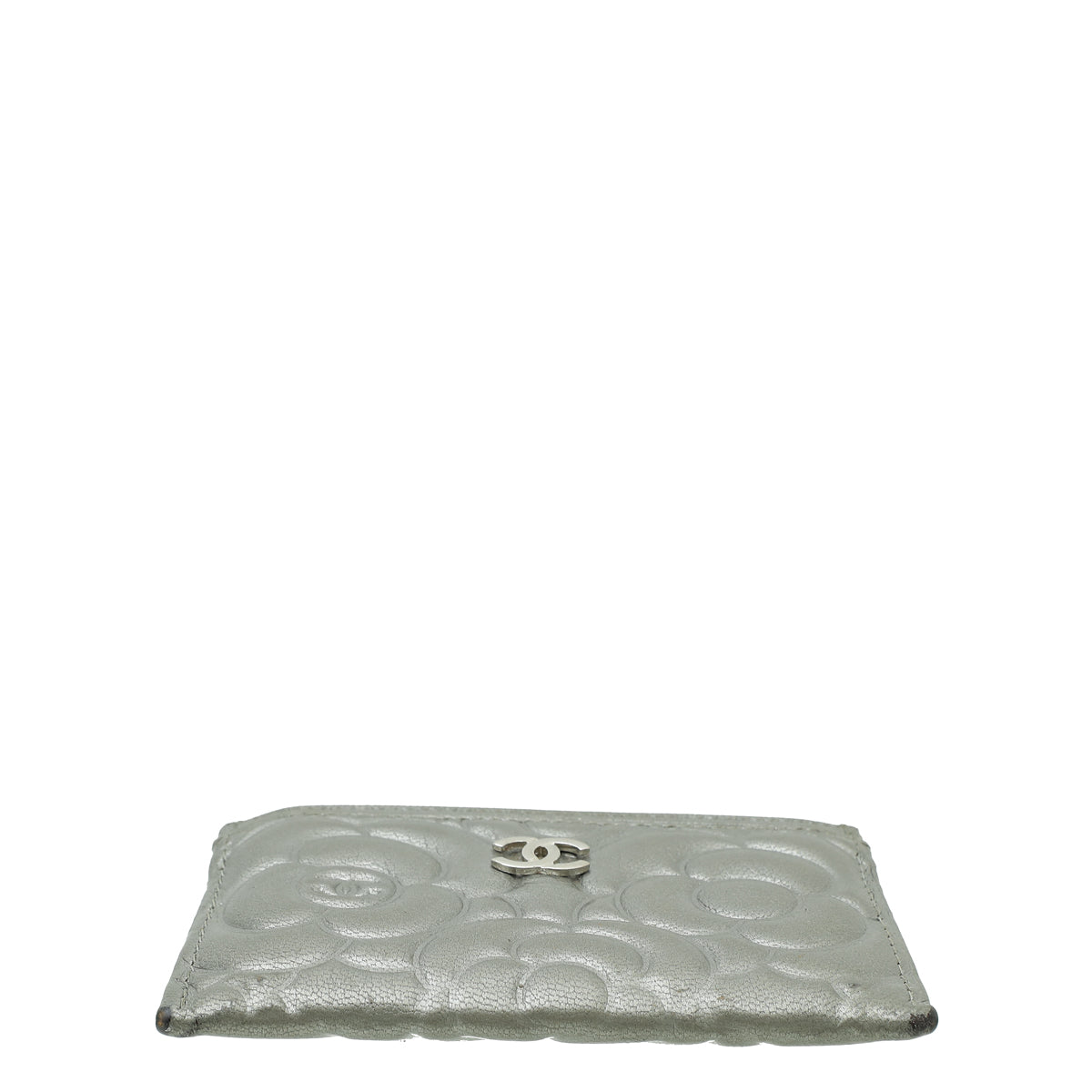 Chanel Grey CC Camellia Embossed Card Holder