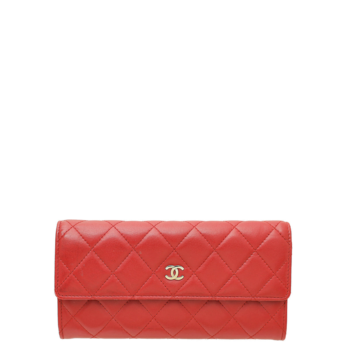 Chanel Red CC Classic Long Flap Wallet