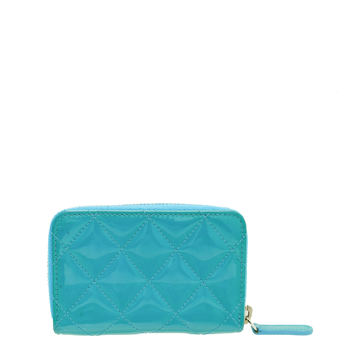 Chanel Turquoise CC Quilted Zipped Around Coin Purse