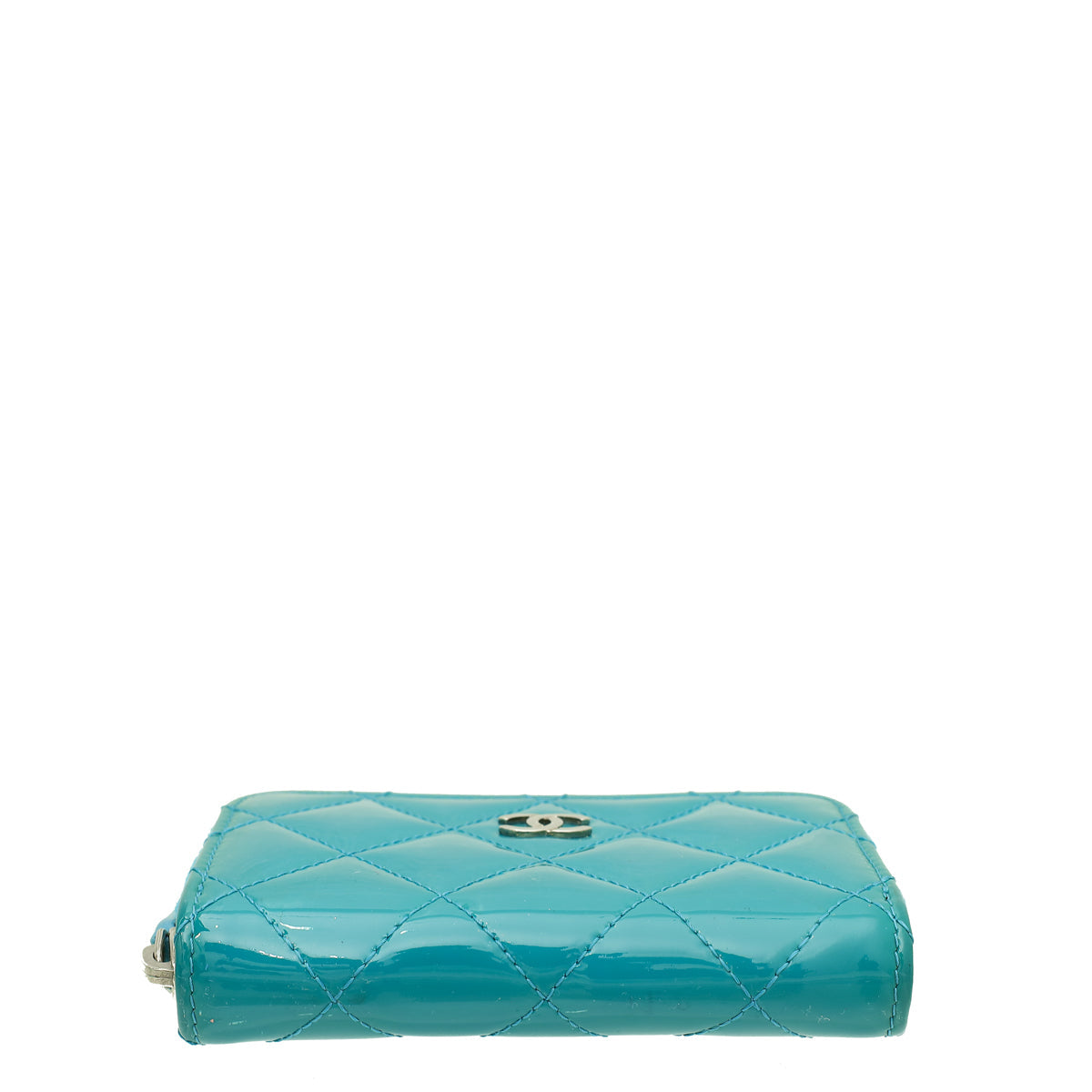 Chanel Turquoise CC Quilted Zipped Around Coin Purse