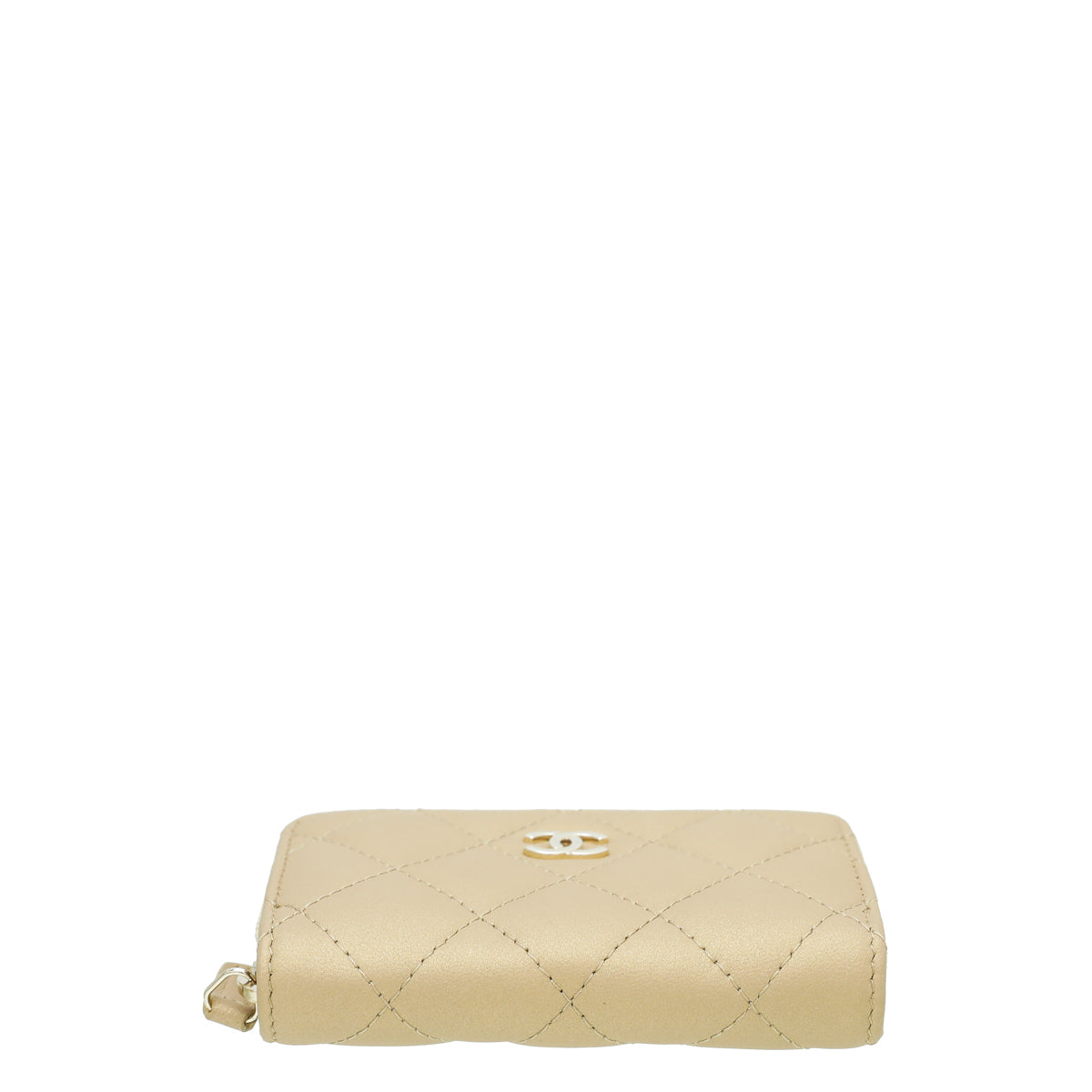 Chanel Metallic Golden/Beige Classic Zipped Coin Purse