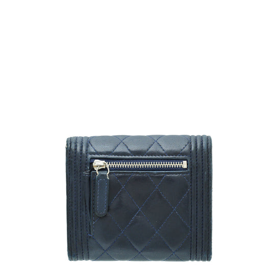 Chanel Navy Blue Le Boy Compact Small Wallet