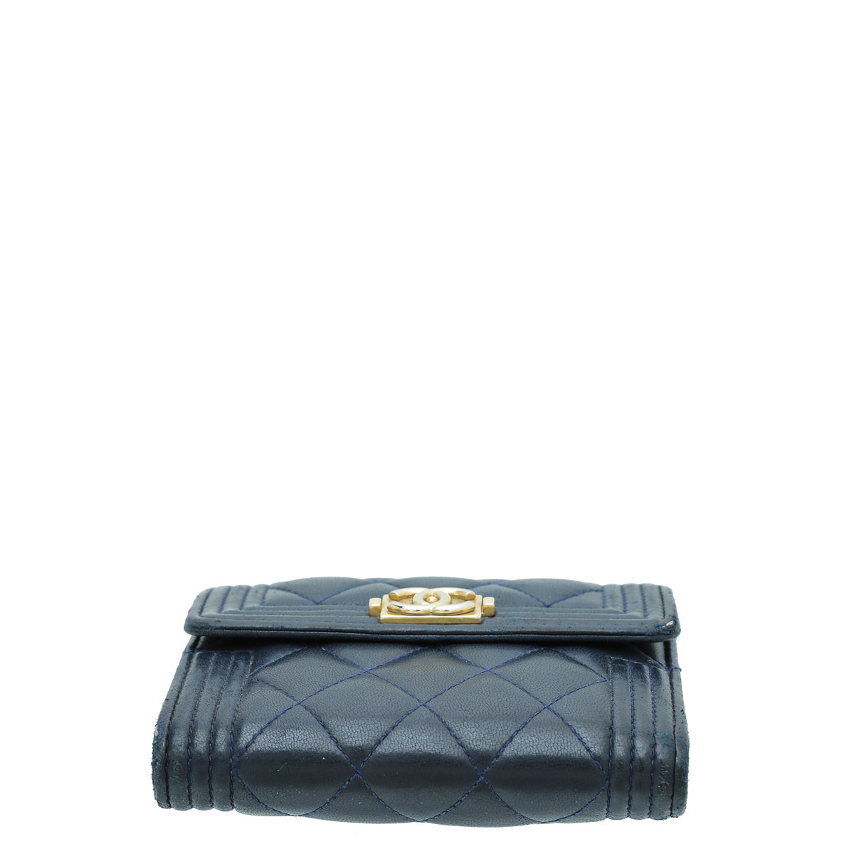 Chanel Navy Blue Le Boy Compact Small Wallet