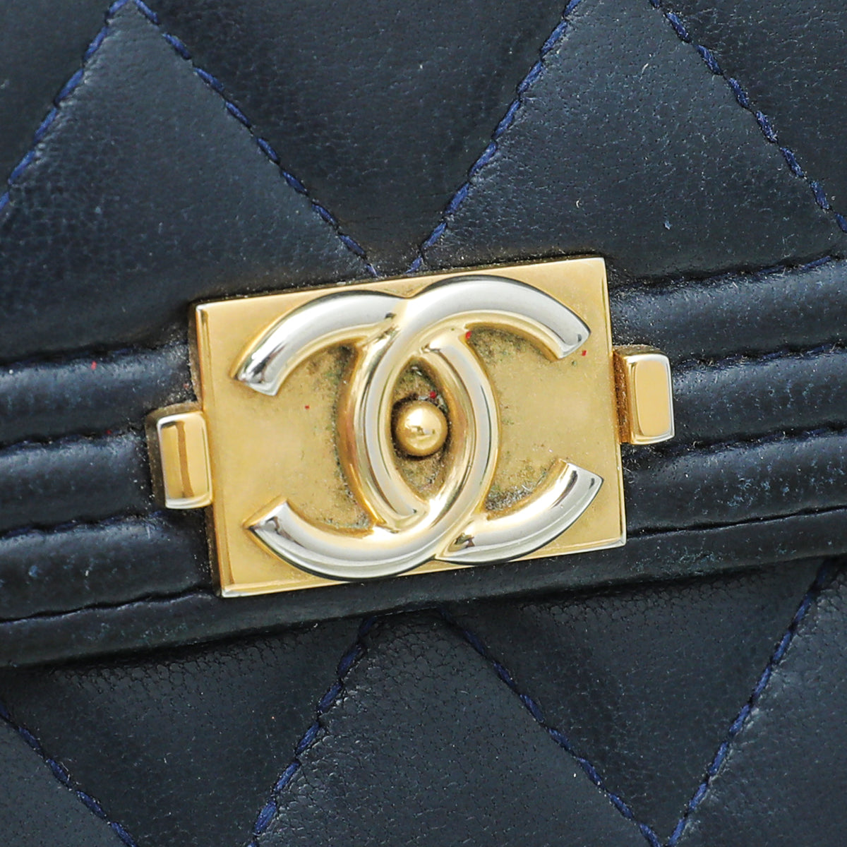 Chanel Navy Blue Le Boy Compact Small Wallet