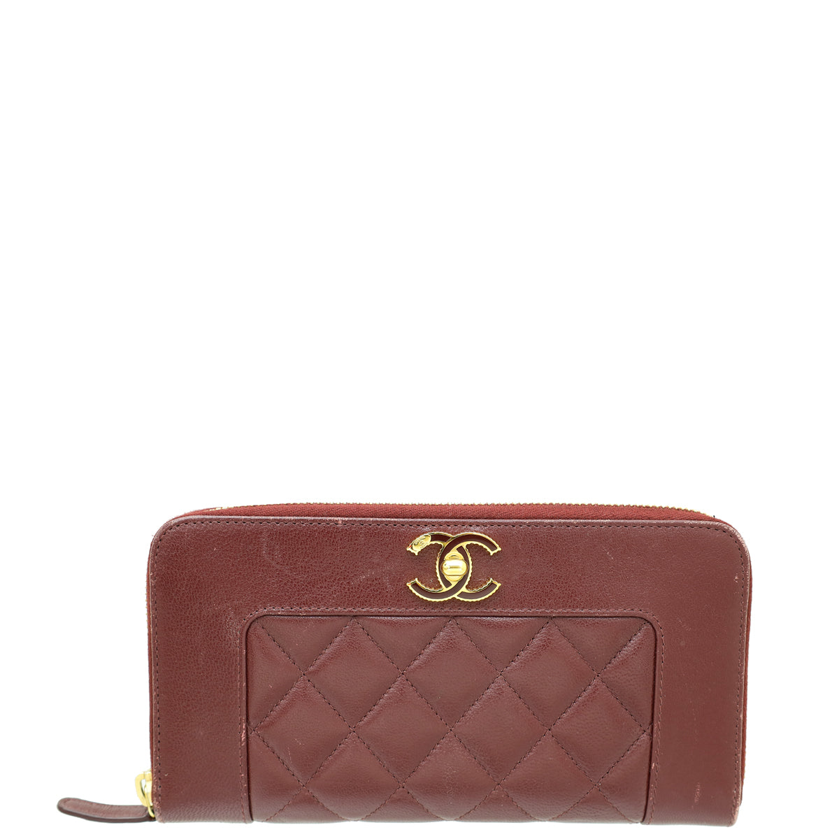 Chanel Burgundy "Paris in Rome" Zipped Wallet