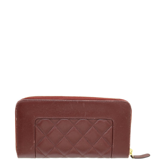 Chanel Burgundy "Paris in Rome" Zipped Wallet