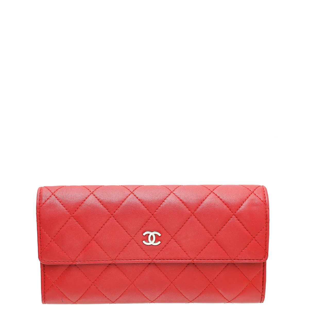 Chanel Red CC Classic Long Flap Wallet