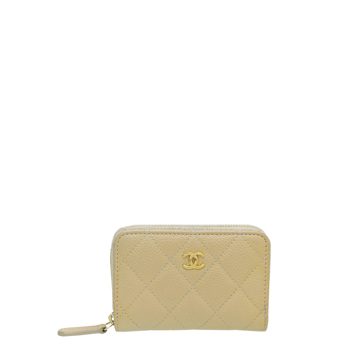 Chanel Beige Classic Zipped Coin Purse