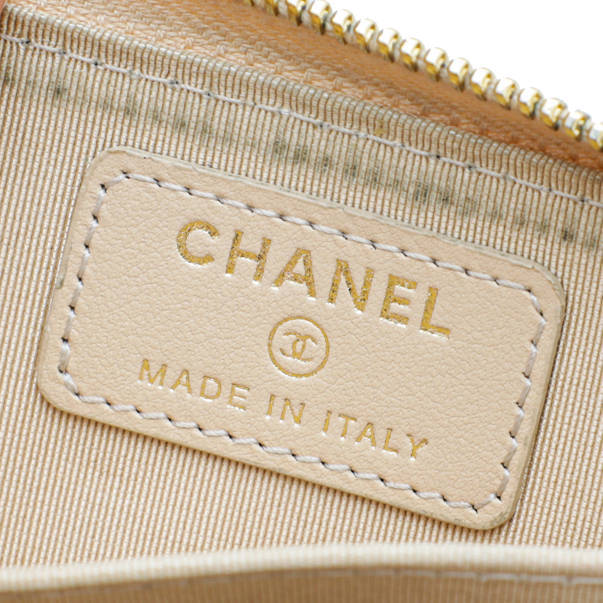 Chanel Beige Classic Zipped Coin Purse