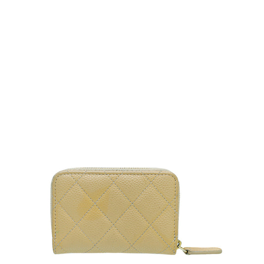 Chanel Beige Classic Zipped Coin Purse