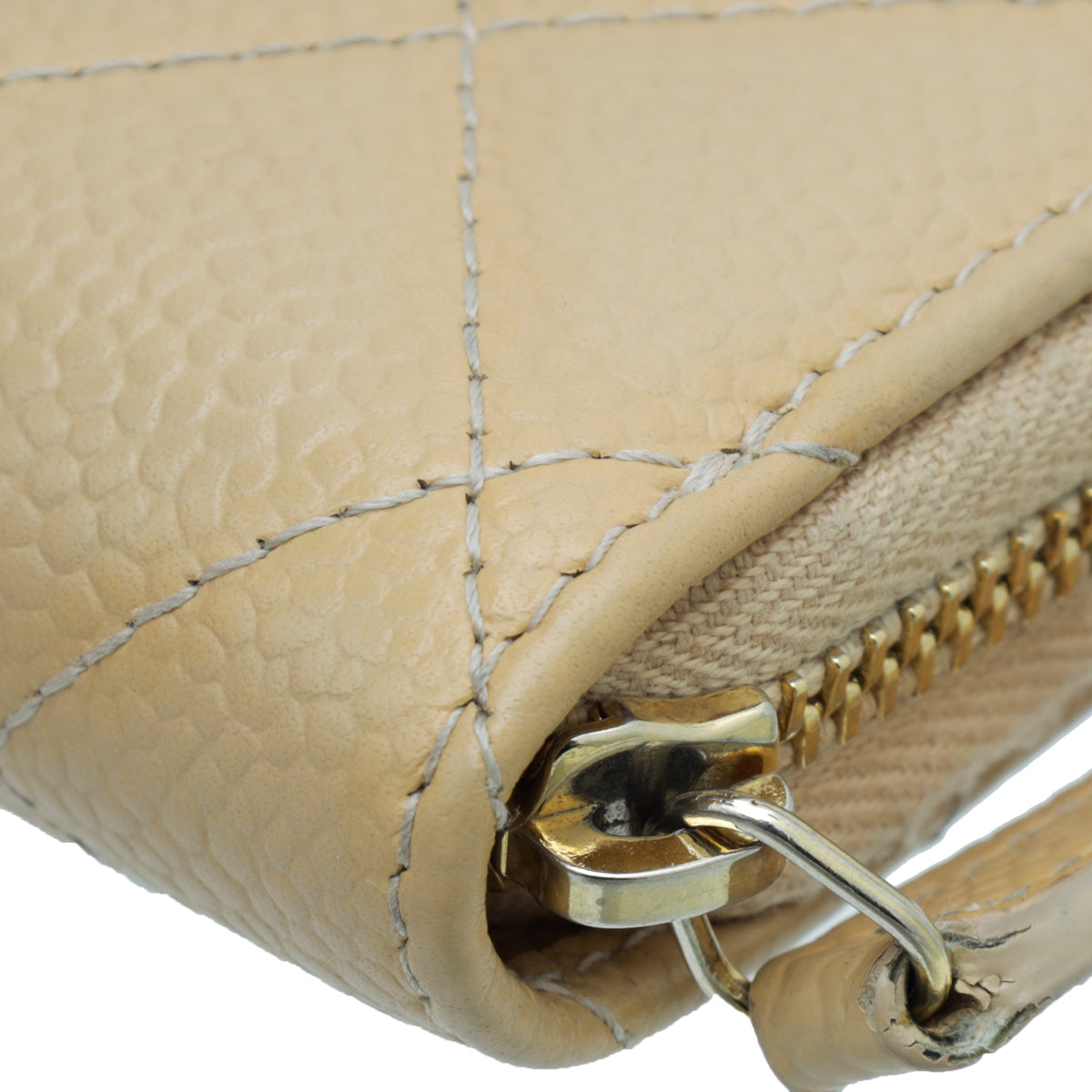 Chanel Beige Classic Zipped Coin Purse