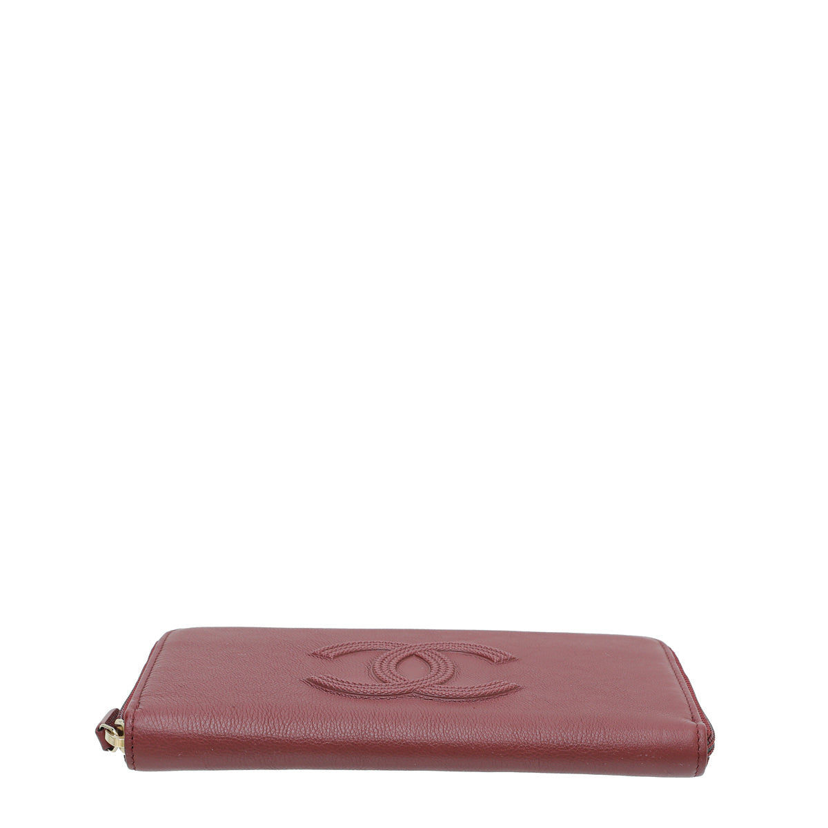 Chanel Burgundy CC Zip Around Long Wallet