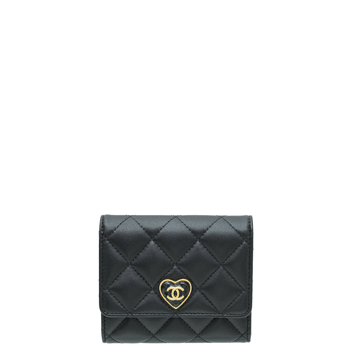 Chanel Black CC Heart Folding Small Wallet