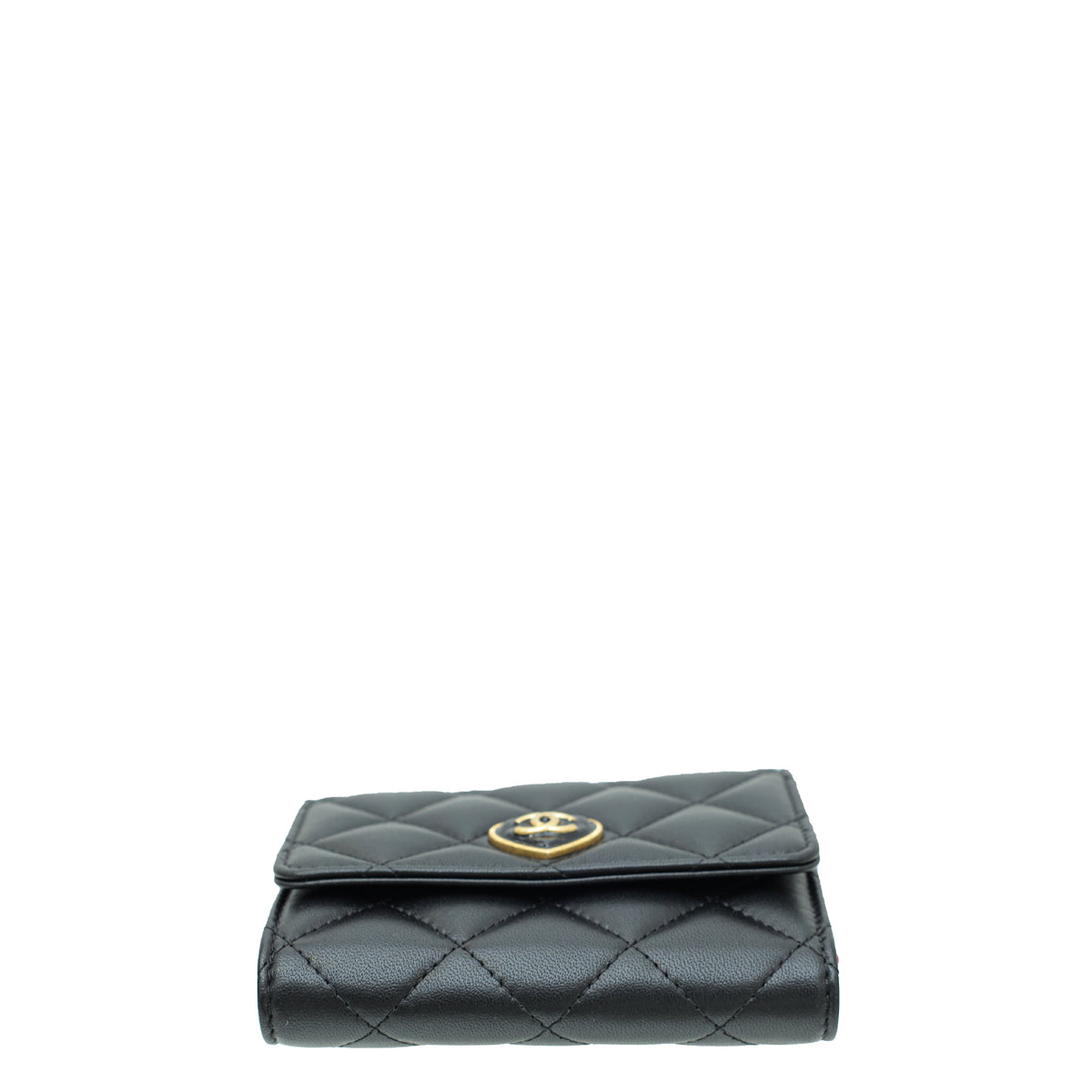 Chanel Black CC Heart Folding Small Wallet